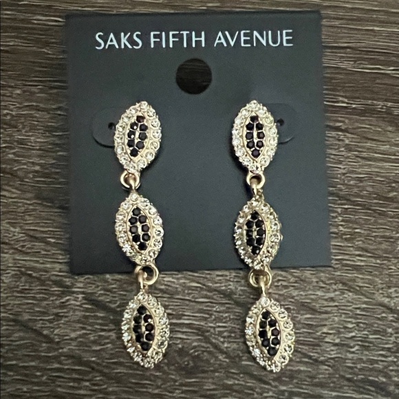 Saks Fifth Avenue Jewelry - Saks Fifth Avenue Gold and Black Triple Drop Earrings